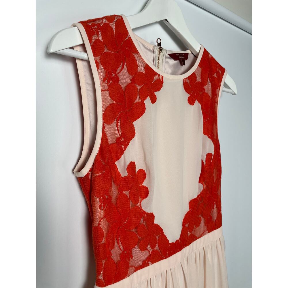Ted Baker "Vember" Sleeveless Dress With lace bodice SZ 1 - Picture 3 of 8